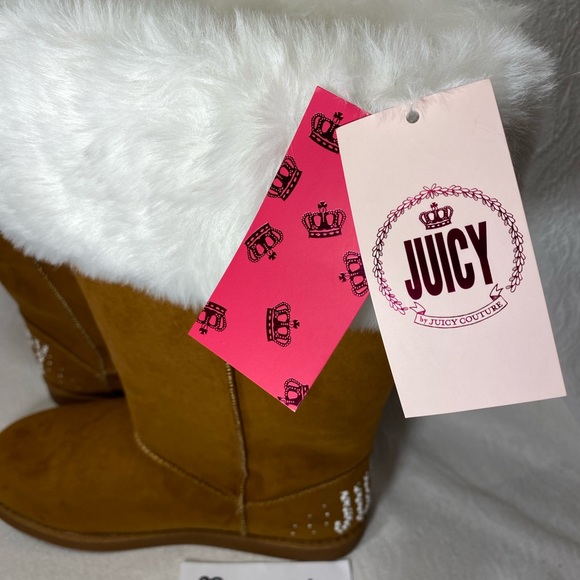 Womans Juicy Couture furry faux fur boots cognac brown BNWT NIB sizes 7-10 NWT - Picture 12 of 13